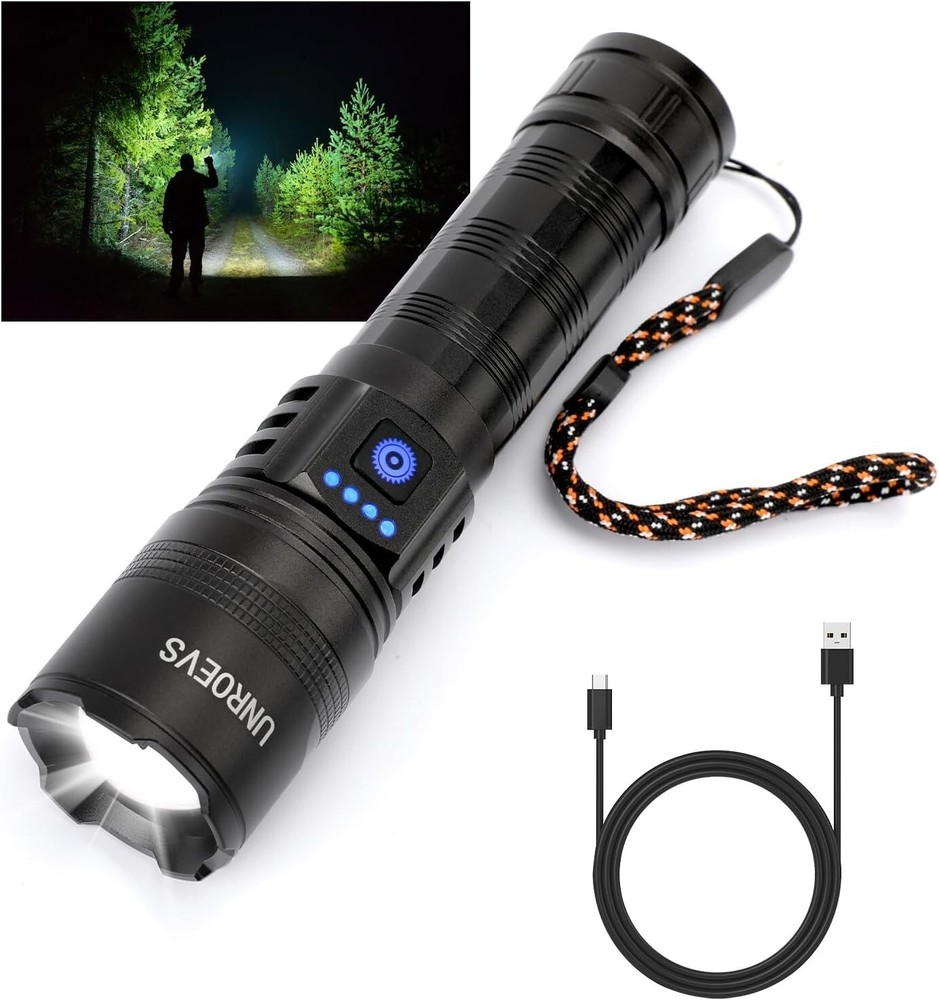 Rechargeable Flashlights High Lumens, High Power LED Flashlights with 5 Modes...