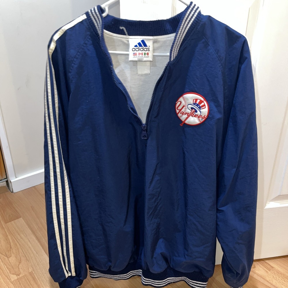 Vintage 90s Adidas NY Yankees 1/4 Zip Fleece Pullover Size M