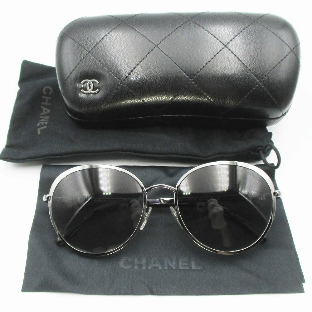 CHANEL 4206 Sunglasses Dark Silver Frame Coco Mark #1