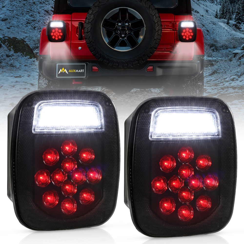 Smoked LED Tail Lights Brake Turn Signal for Jeep Wrangler YJ TJ Reverse Backup
