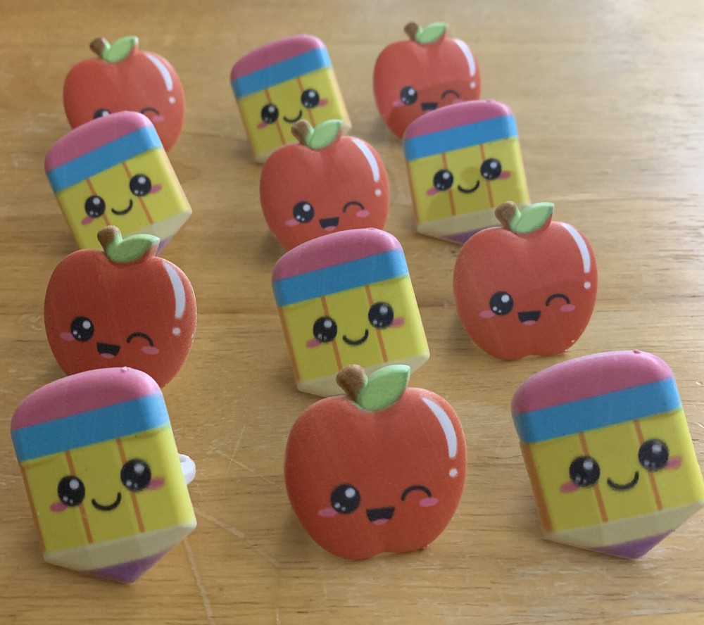 12 Back to School Cupcake Toppers - Pencil & Apple Designs-image