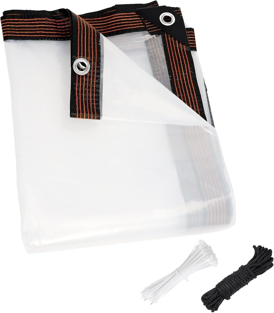 8X10 FT Clear Waterproof Tarps Heavy Duty Outdoor Garden Rainproof Covering New