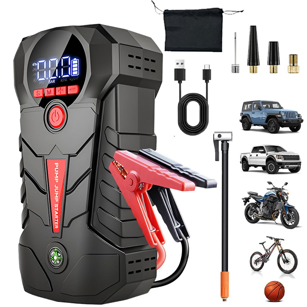 Portable Car Jump Starter with Air Compressor Inflator Air Pump Battery Charger