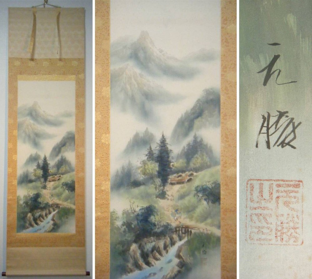 Hanging Scroll, Motokatsumei, Colored Landscape, Popular Classic Work, Boxed, J4