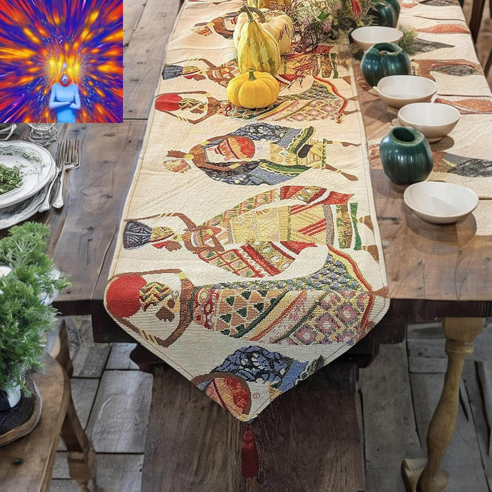 Dada Bedding Elegant Tapestry Table Runner - Dancing Women Festive Celebrate Kwa