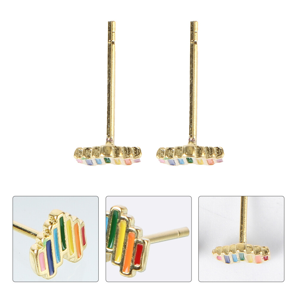 Rainbow Heart Pumpkin Stud Earrings for Wedding Party Bold Eye-catching