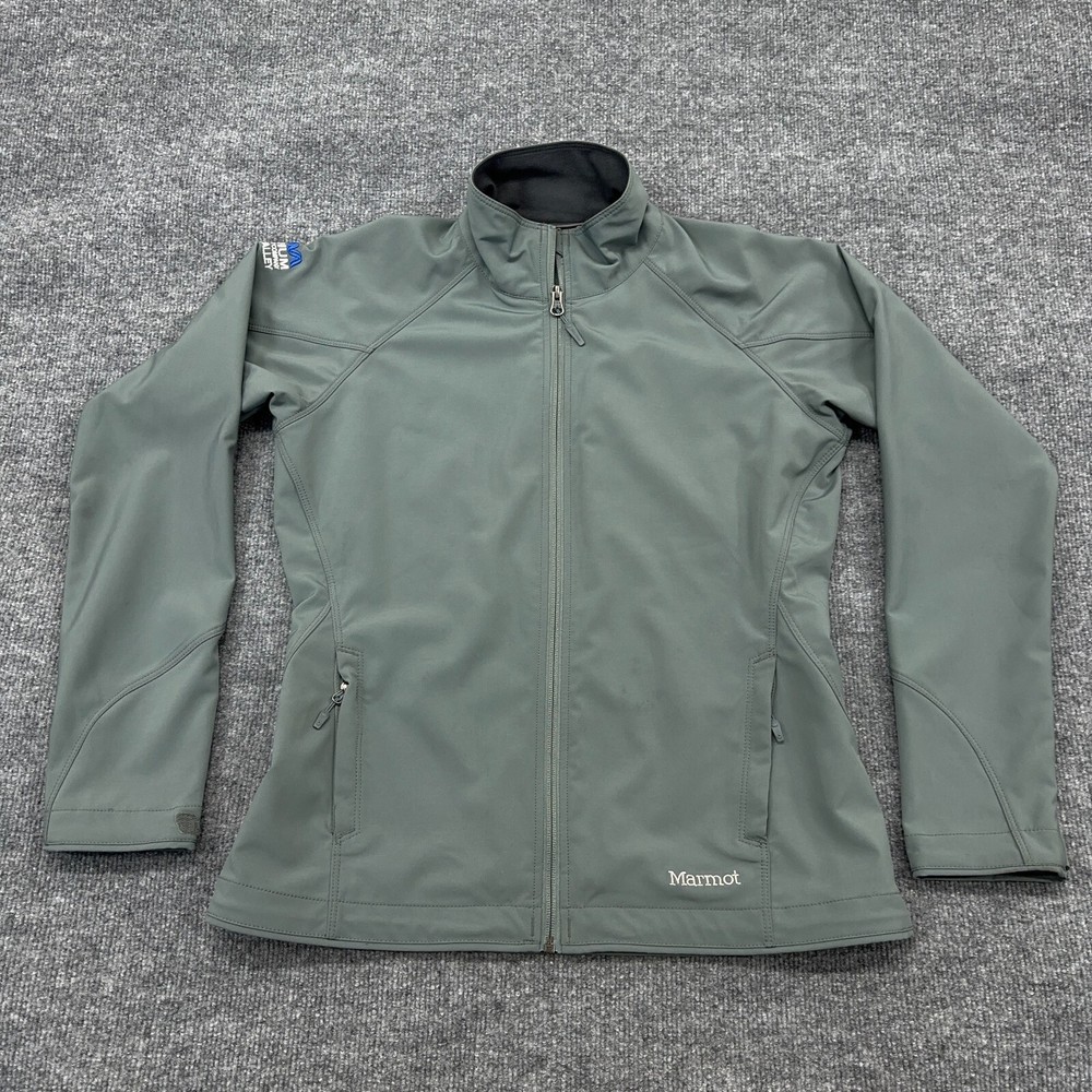 Marmot Jacket Womens M Gray Soft Shell Windbreaker Levity Stretch *LOGO