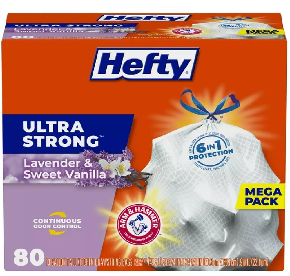 Hefty Ultra Strong Tall Kitchen Trash Bags, Lavender & Sweet Vanilla Scent