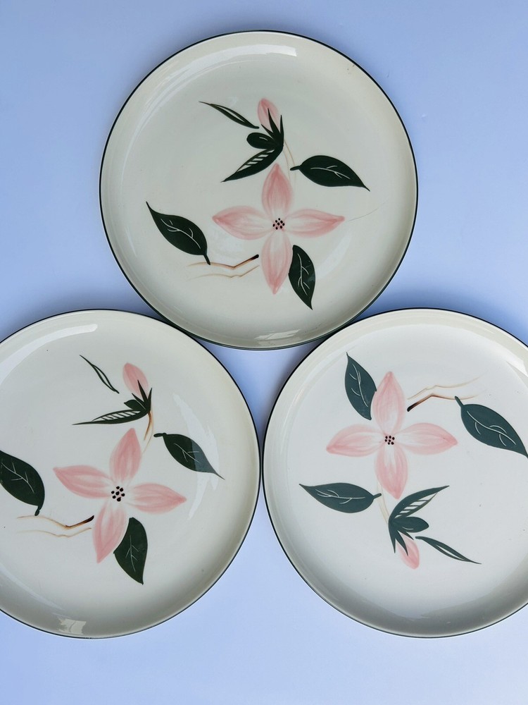 (3) Vintage Winfield Pottery Pink Floral Dinner Plates