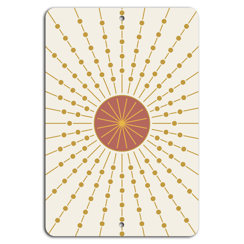 Radiant Burst: Abstract Sunbeam Metal Sign