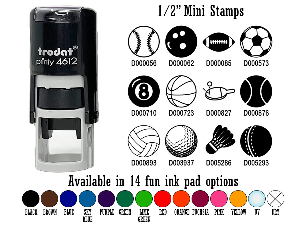 Sports Balls Self-Inking Rubber Stamp for Baseball Basketball Football