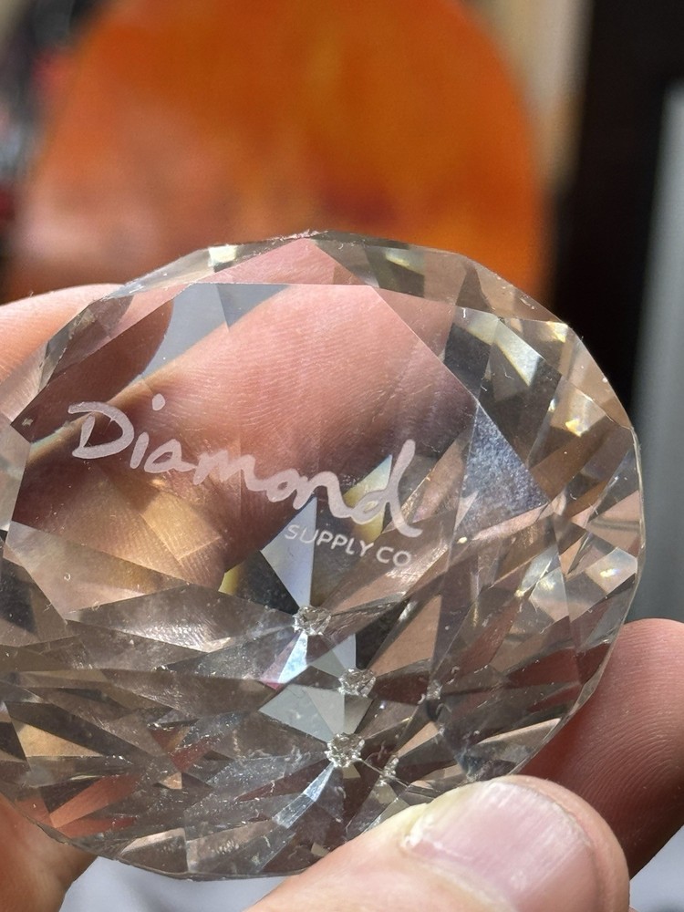 2013 Diamond Supply co. Diamond Paperweight Clear Glass  - Used