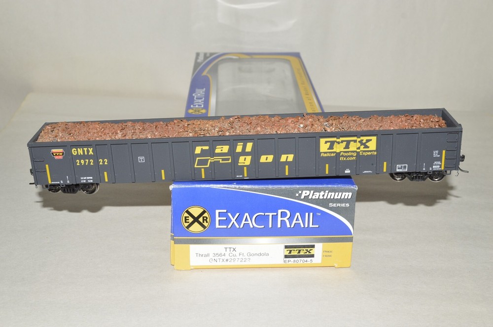 HO scale ExactRail TTX Railgon GNTX 68' Thrall 3564 gondola car w/ SCRAP LOAD