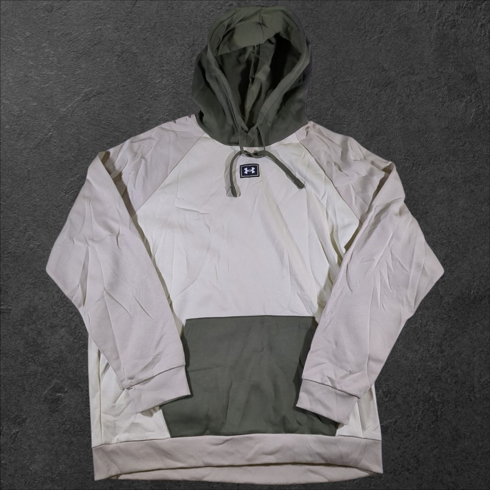 Under Armour Colorblock Hoodie Mens 2XL Green Rival Fleece Sweatshirt