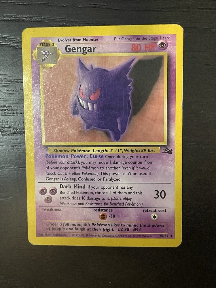 Gengar Fossil 20/62 Regular Pokemon Card