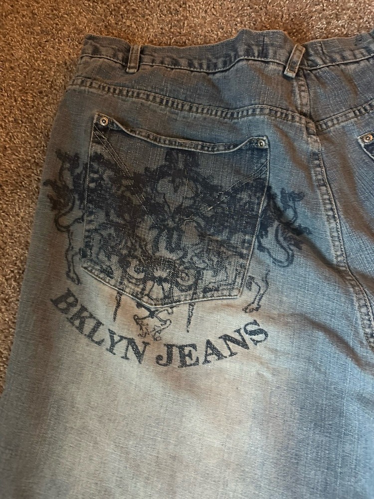 Vintage Brooklyn BKLYN Blue Jeans 48x32 Hip Hop Baggy Wide Leg 90s Skater