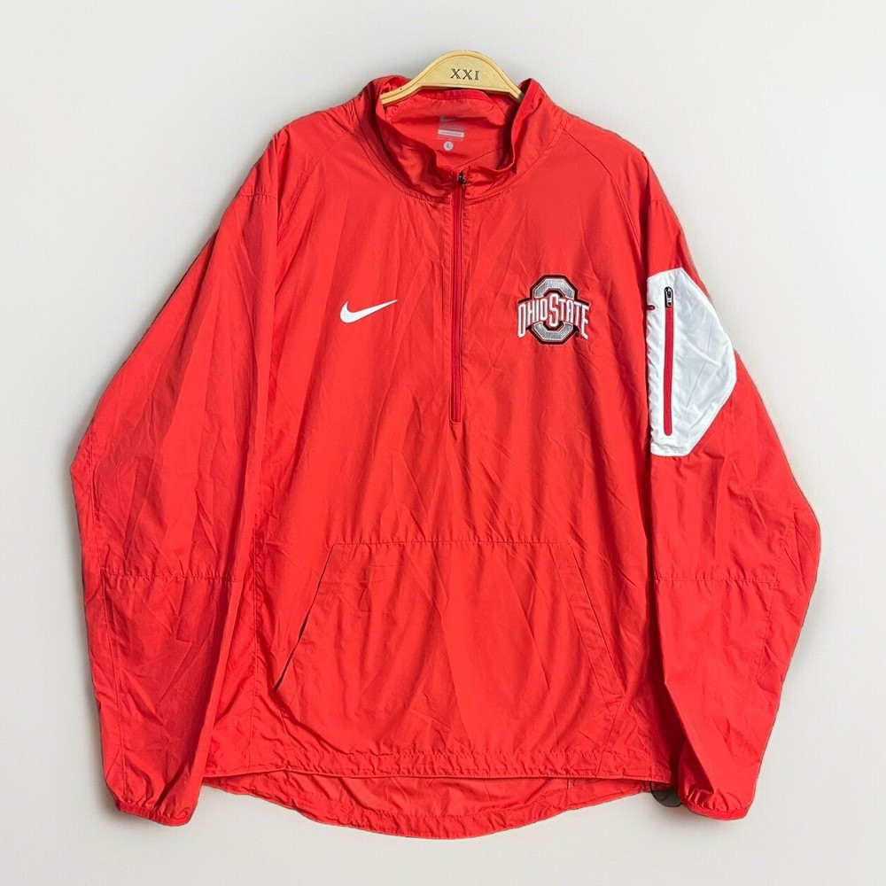 Ohio State Buckeyes Pullover Men Large Red Coach Quarter Zip On Field Nike