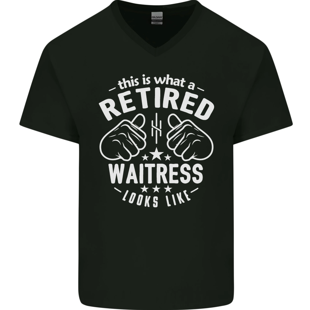 This Is What a Retired Waitress Looks Like Mens V-Neck Cotton T-Shirt