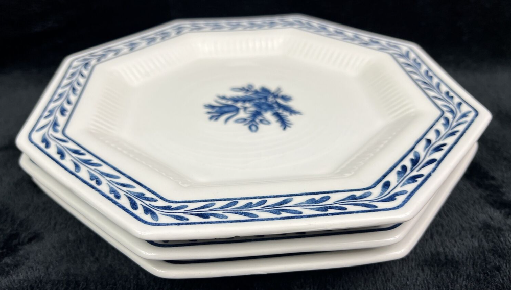 Independence Castleton China Ironstone Blue Tulip Salad Plates~~Set 3