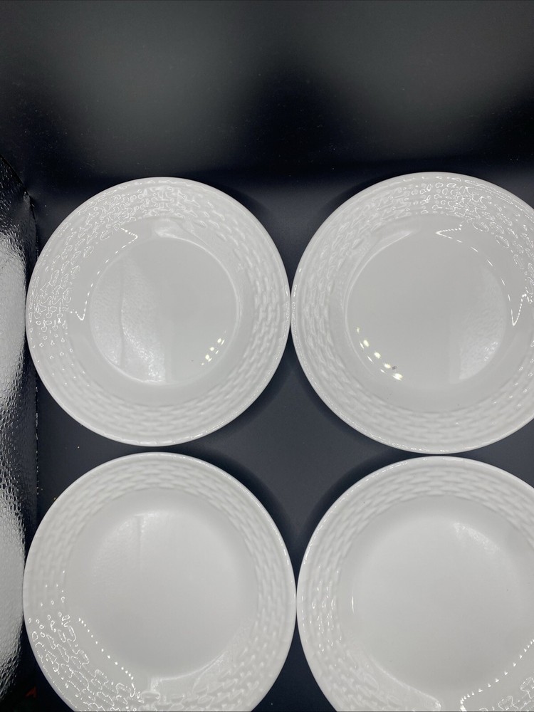 Wedgwood Nantucket White Basket Weave Bread Butter Plates 6 Inch Set of 4
