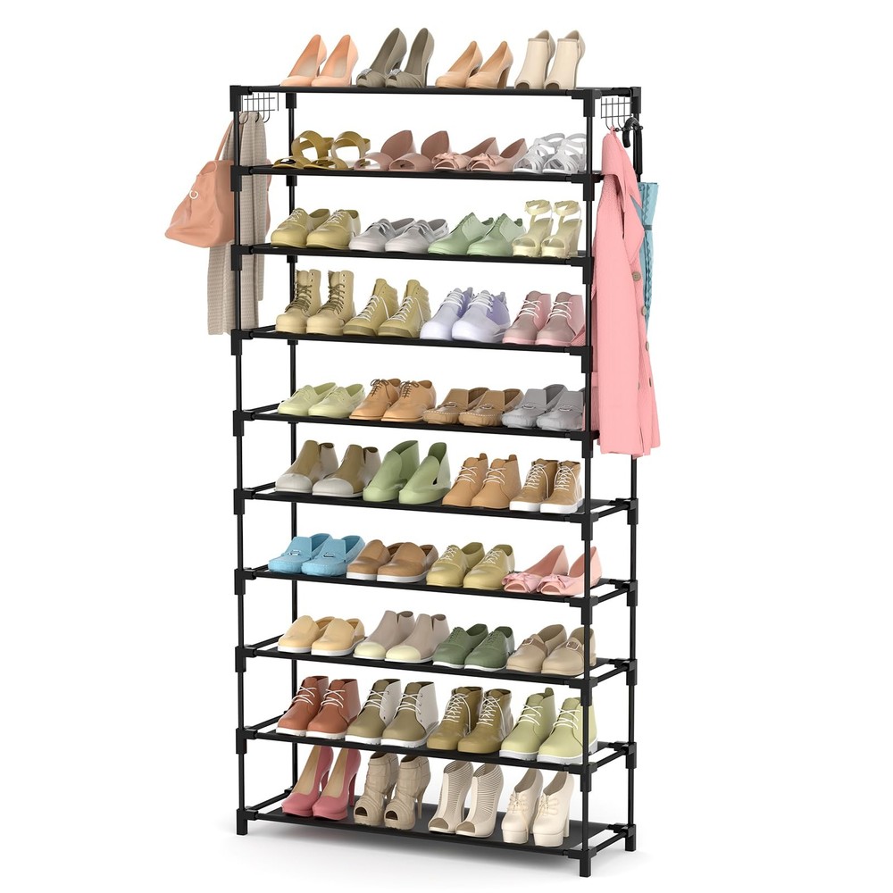 10-Tier Stackable Shoe Rack Organizer – Holds 50 Pairs, Space-Saving Cabinet