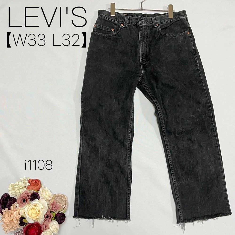Levi'S 505 W33L32 Cut Off Denim Pants Jeans Black