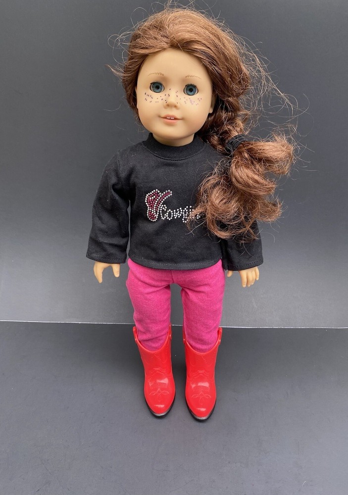 18” Doll Outfit American Girl Our Generation Red Boots Pink Pants Cowgirl Shirt
