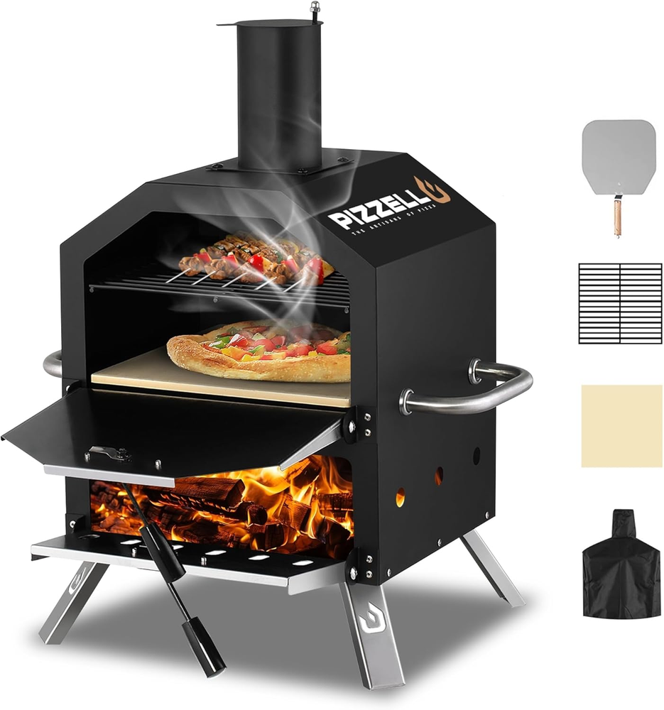 Outdoor Pizza Oven Wood Fired 2-Layer Pizza Ovens outside Pizza Maker with Stone