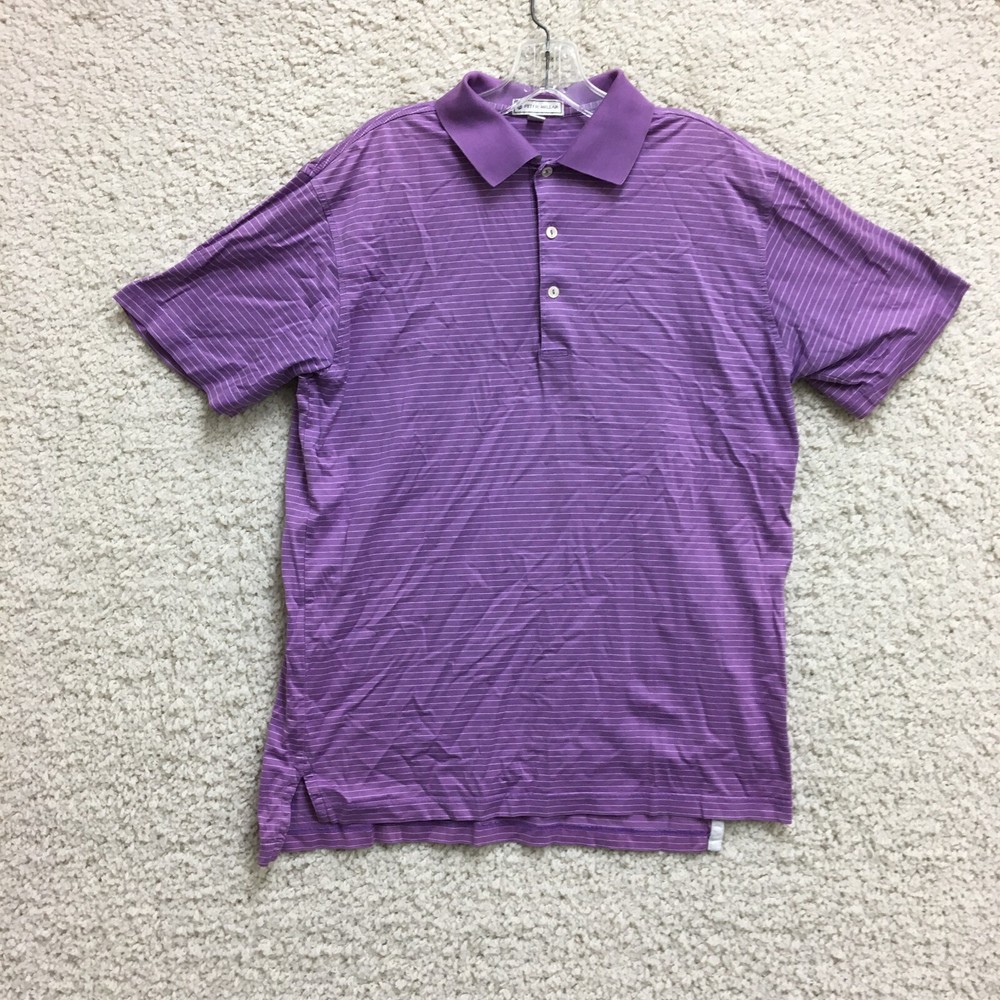 Peter Millar Polo Shirt Medium Adult Purple Striped Short Sleeve Casual Golf Men