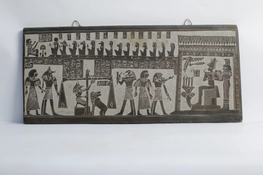 Stunning Anubis Judgment Day Wall Relief with Detailed Sculptures