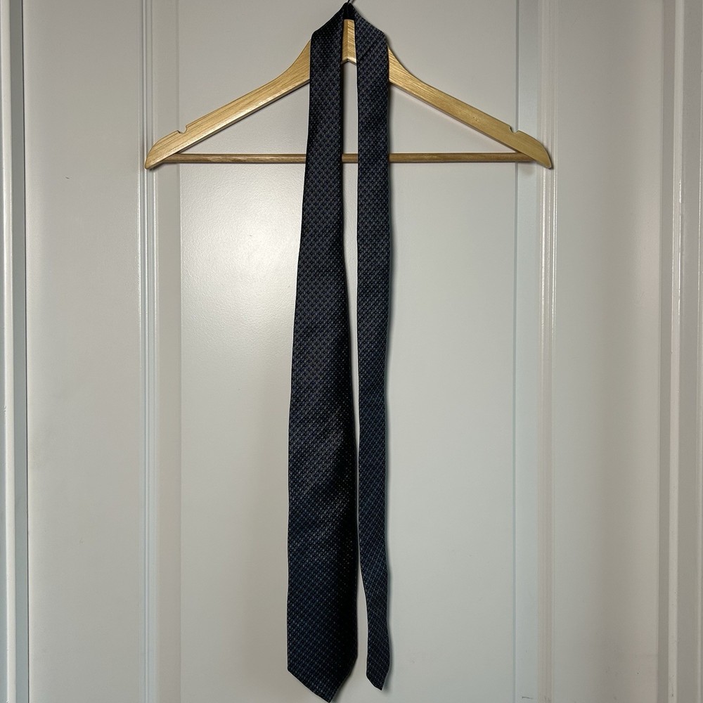 Brooks Brothers Italian Silk Navy Gray Diamond Dot Woven Tie Old Money Style
