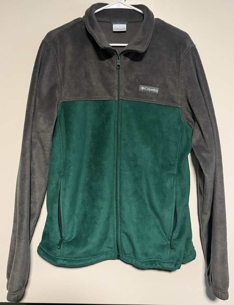 Columbia Fleece Jacket, Gray Green, Men's Medium