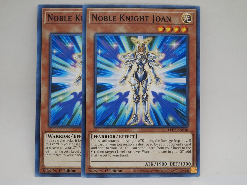 Yugioh Noble Knight Joan LED8-EN030 Common 1st Edition 2x New