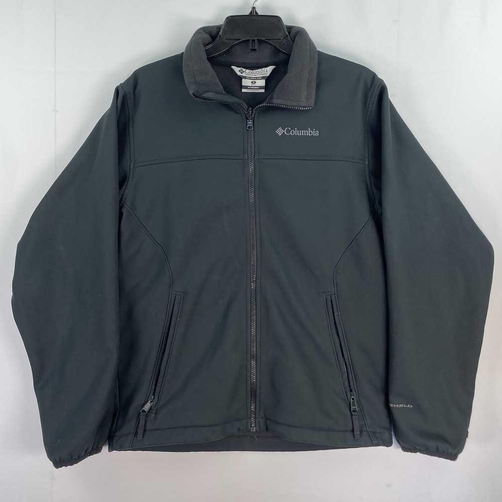 Columbia Men's Omni-Shield Black Fleece Jacket Small Water-Resistant Full Zip Coat  