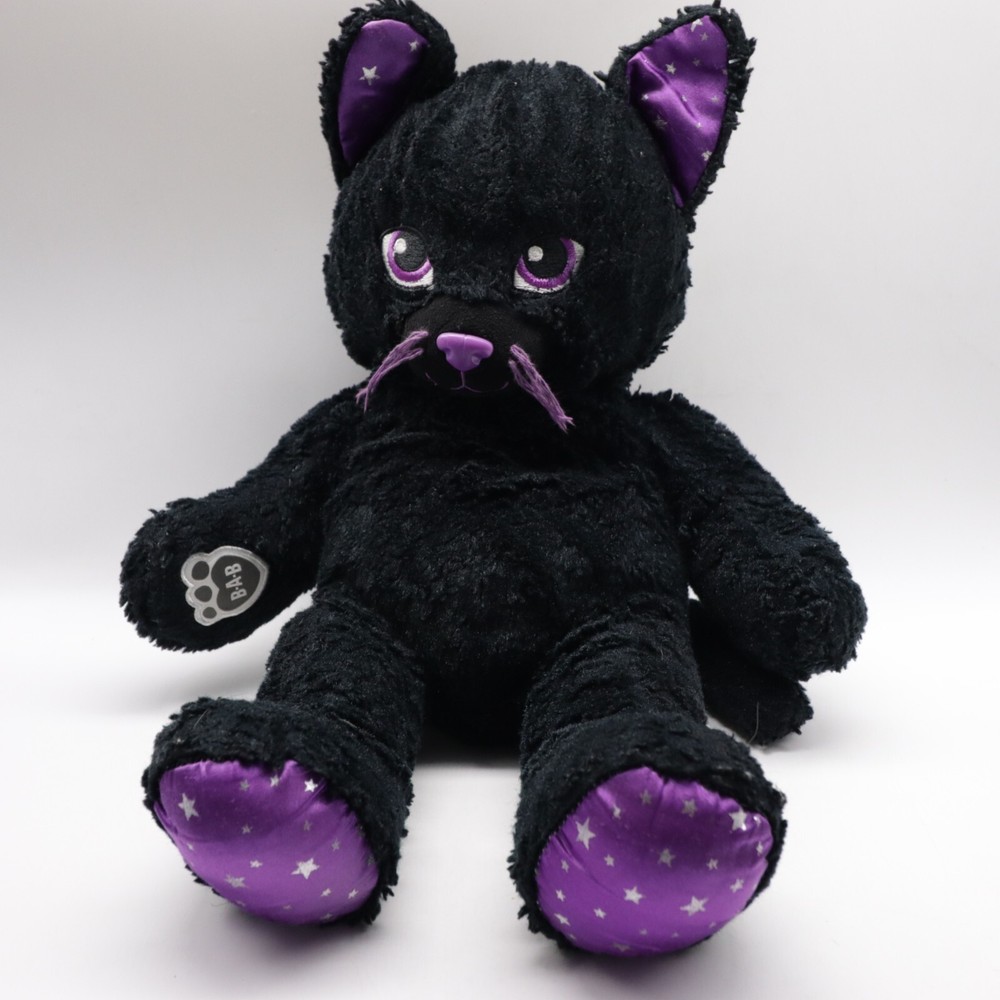 Build A Bear Workshop Starry Sky Night Kitty Cat Plush Black Purple Silver Stars