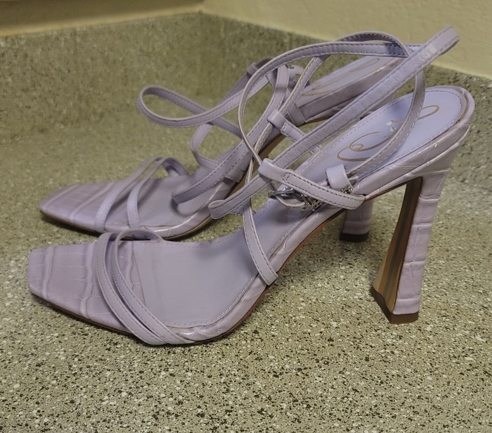 Sam Edelman Lela Lilac Square Toe Flared Heel Sandal in Size 10 Perfect for Spring and Summer Wear