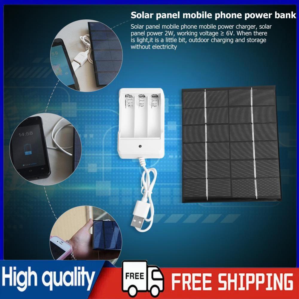 2W 6V Solar Panel for Power Bank Phone Charger AA Rechargeable Charger