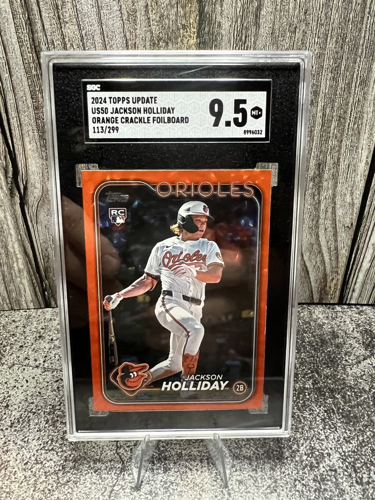 Jackson Holliday 2024 Topps Update Orange Crackle Foilboard RC /299 SGC 9.5