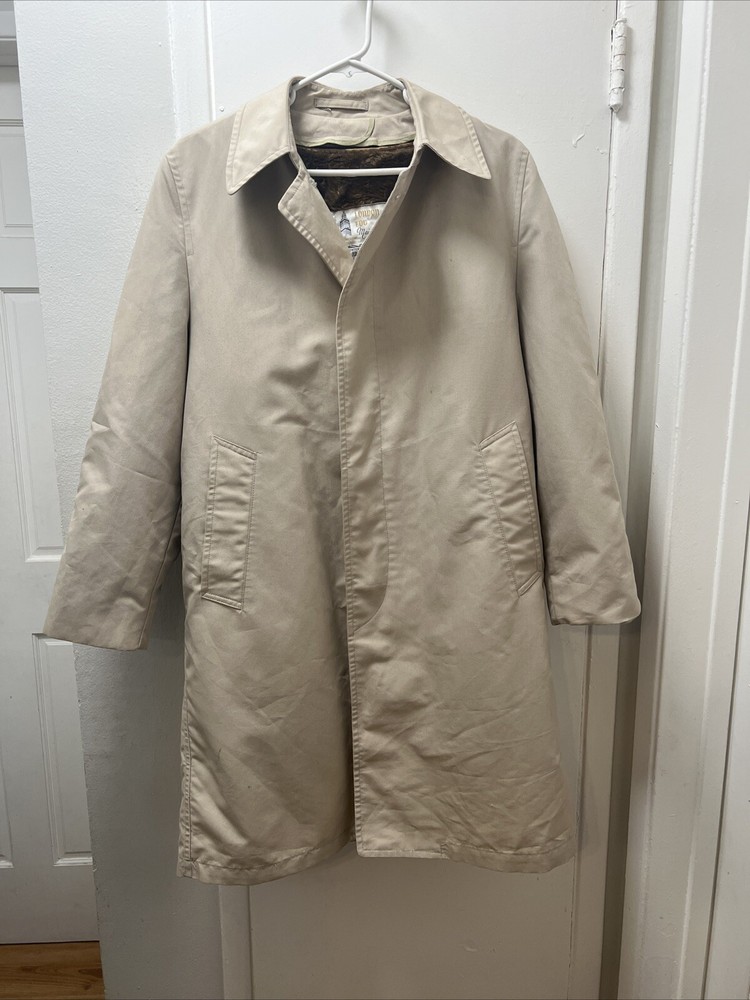 Vintage London Fog Beige Men's Trench Coat with Zip-out Liner Size 36 Short