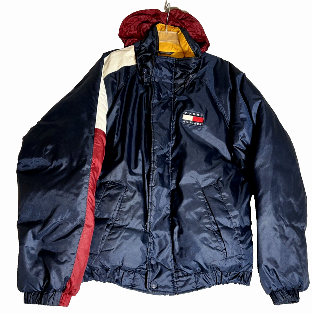 Tommy Hilfiger Vintage XL Down Coat with Nylon Hood for Men