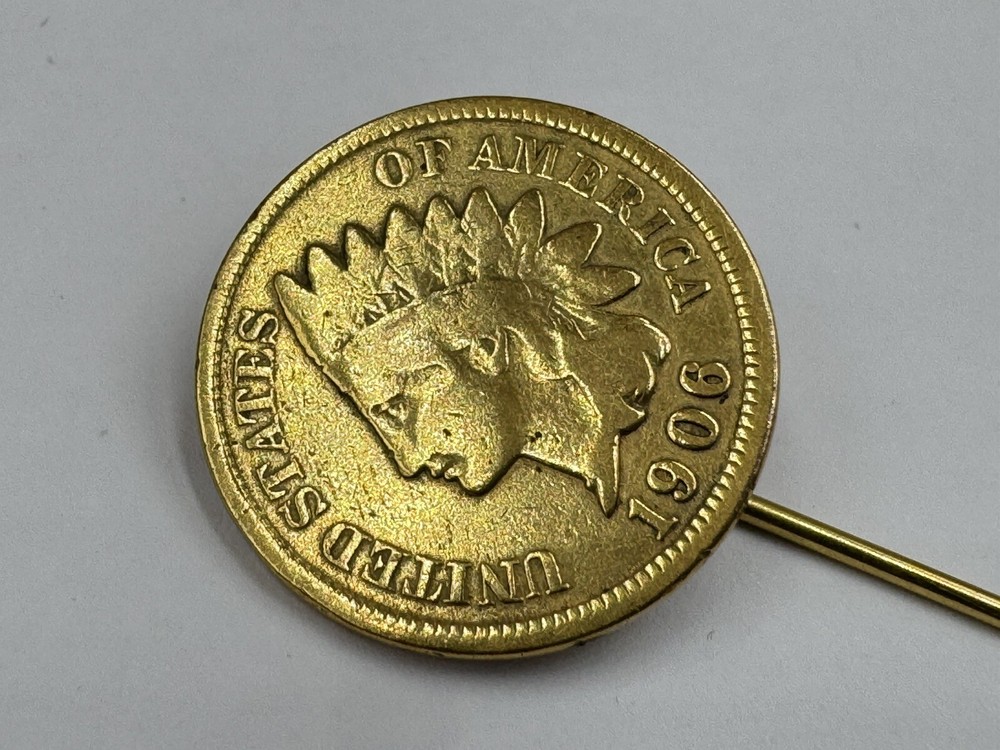 1906 Indian Head Cent Penny Vintage Stick Pin Vintage Coin Jewelry