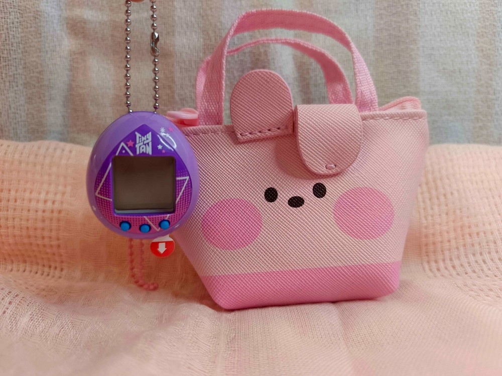 BT21 Cooky Minini Mini Pouch with Bandai Tamagotchi 2022 Tiny Tan Virtual Pet