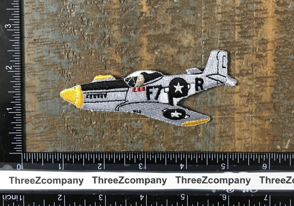 Vintage P-51 Mustang Military Aircraft Iron-On Patch USAF Aviation Collectible