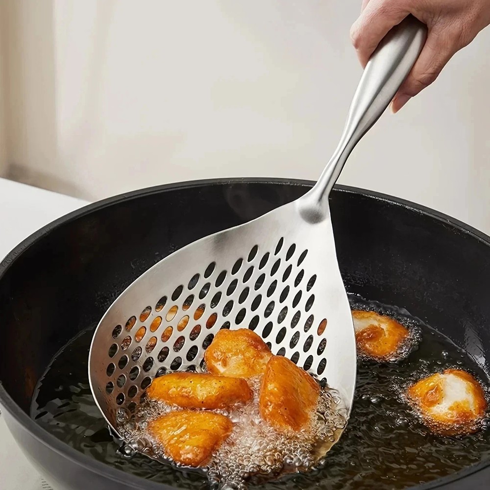1pc Heavy-duty Stainless Skimmer – Frying & Cooking Strainer Spoon for Kitchen