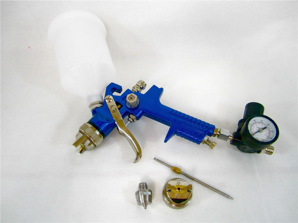 Flash Sale!   Paint SprayGun,Gravity Feed, HVLP, w/2 tips, w/ pressure regulator-image