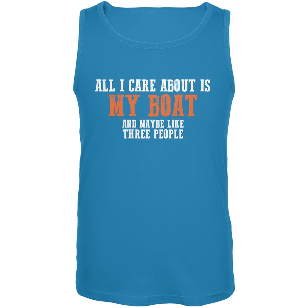 Sarcastic Care About My Boat Turquoise Adult Tank Top