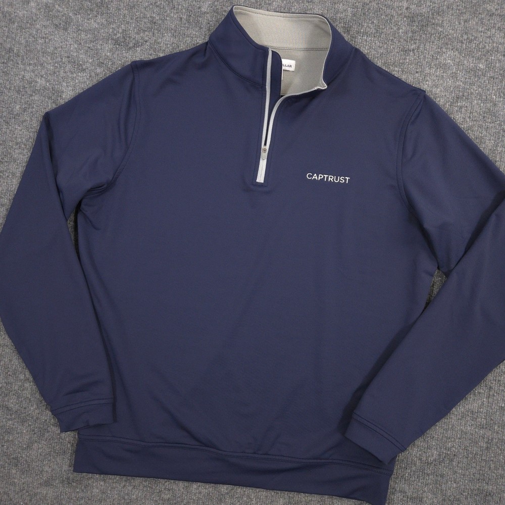 Peter Millar Crown Sport Perth Performance 1/4 Zip Mens M Navy Golf Company Logo
