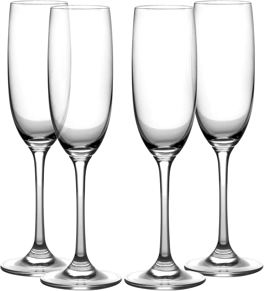 Lead-Free Champagne Flutes Set of 4 with Classic Stem Design