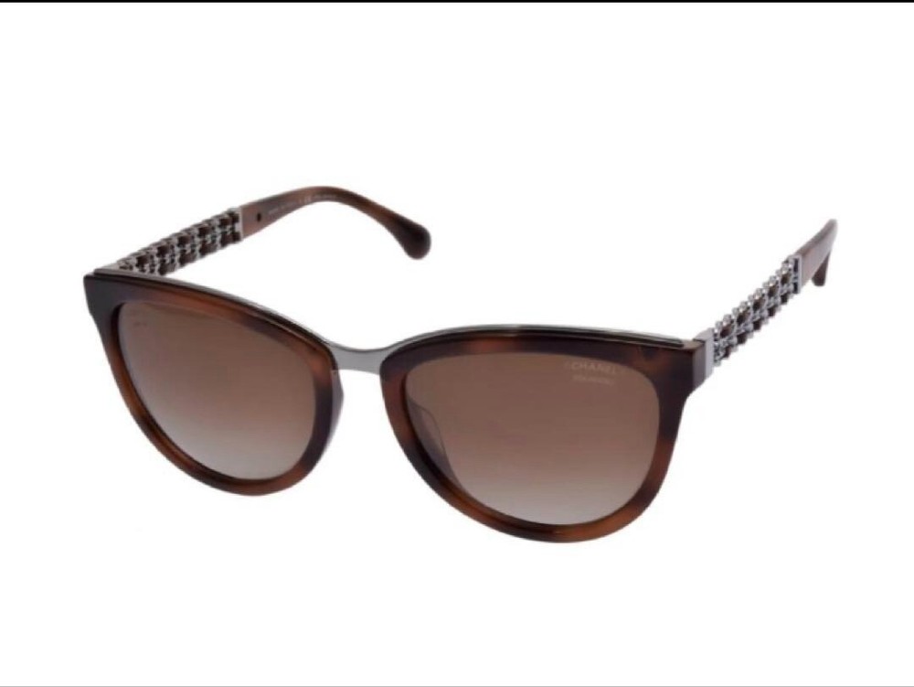 CHANEL 5361-Q-A Chain Design Brown Lens Sunglasses with Coco Mark Logo