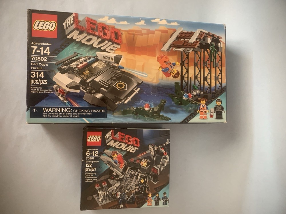 The LEGO Movie Bad Cop's Pursuit 70802 +Melting Room 70801. New , Sealed Box.